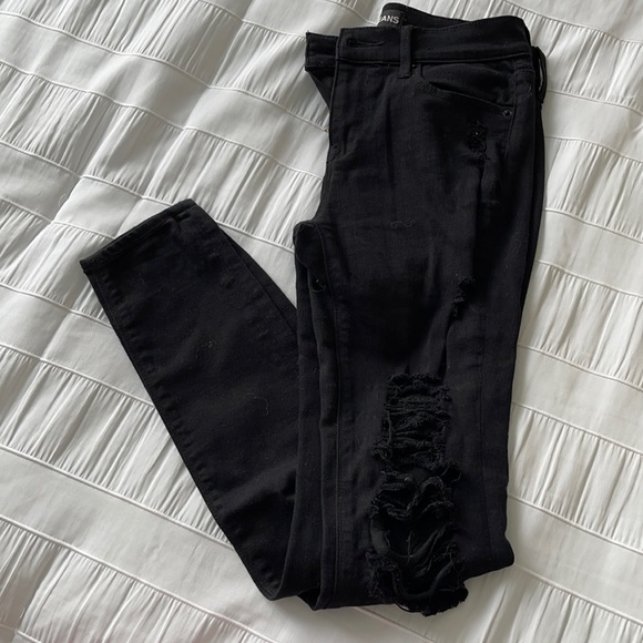 Express black distressed jeans